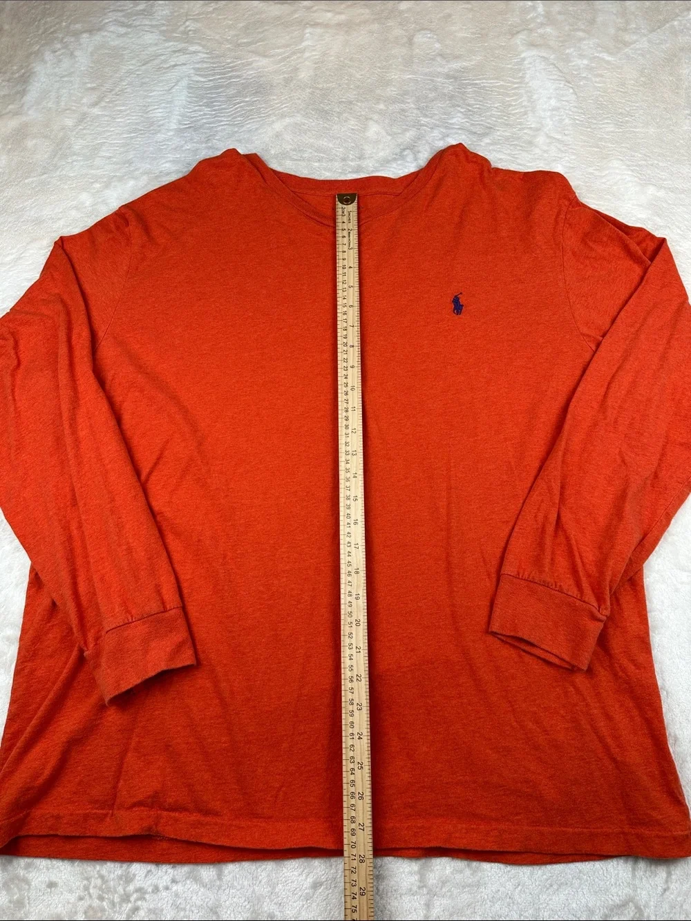 Polo Ralph Lauren Mens XXL Orange Long Sleeve T Shirt Pony Logo Cotton Crewneck